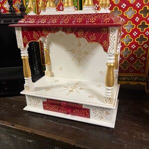 Wooden temple Handcrafted pooja Mandir for worship. beautifully hand painted
